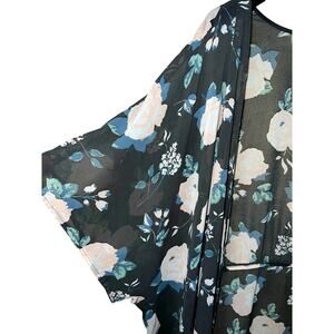 Maurices Cardigan Jacket Kimono Womens 2X 3X Floral Chiffon Open Wide Sleeve New